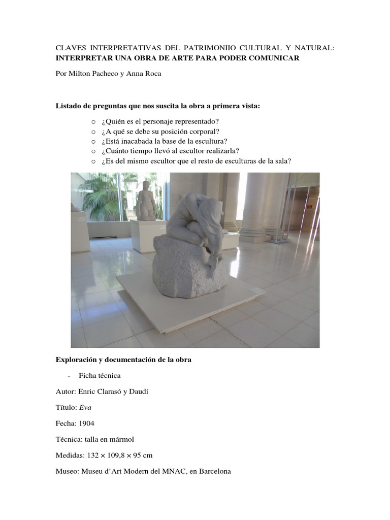 Eva D'enric Clarasó PDF Escultura Museo