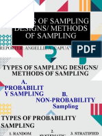 Types of Sampling Designs Methods of Sampling