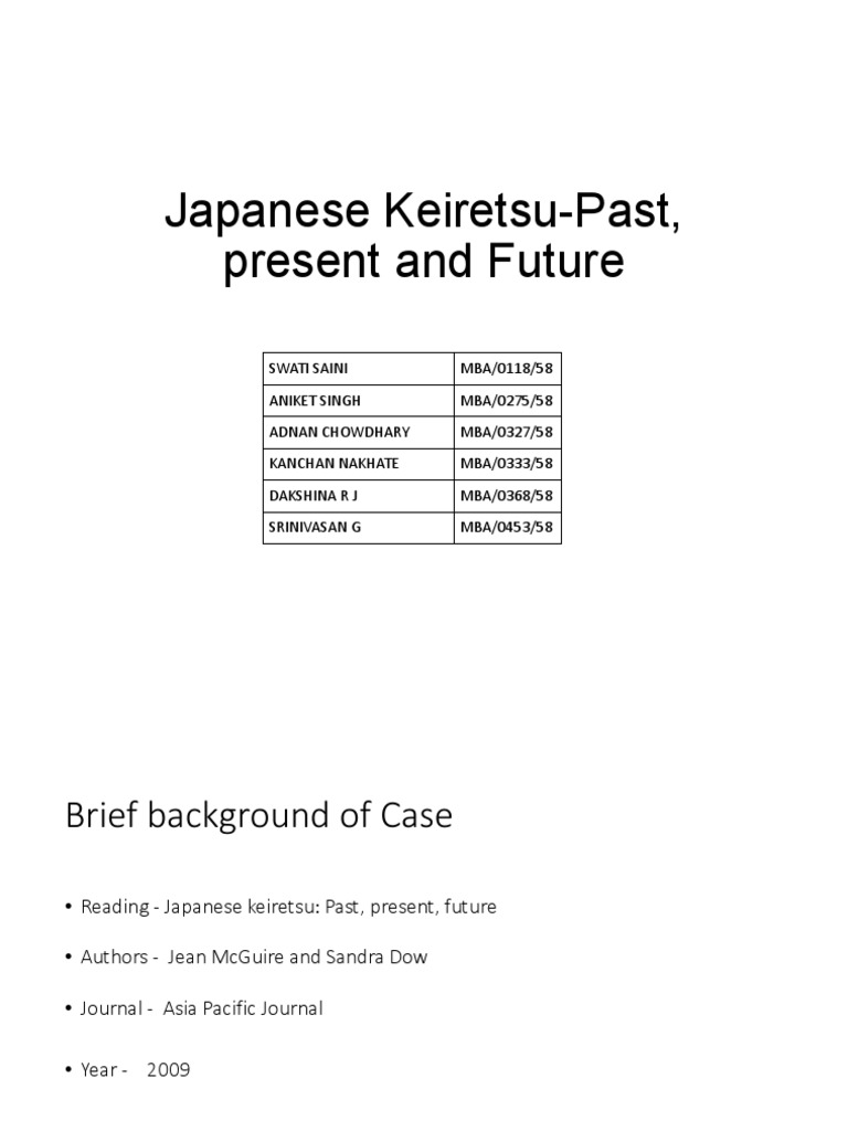 Reading Summary Japanese Keiretsu PDF Banks Economies