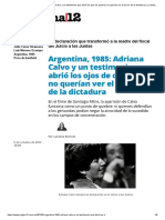 Argentina, 1985: Adriana Calvo y Un Testimonio Que Abrió Los Ojos de Quienes No Querían Ver El Horror de La Dictadura
