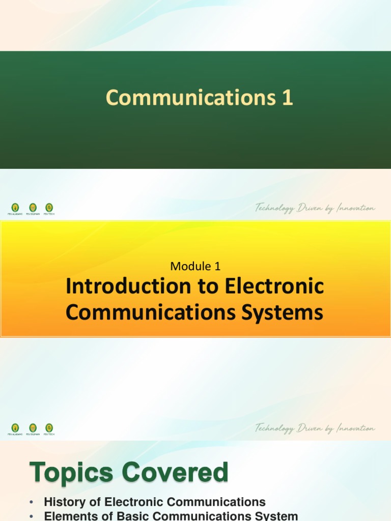 Module 1 Introduction To Electronic Communications Systems ECE0025