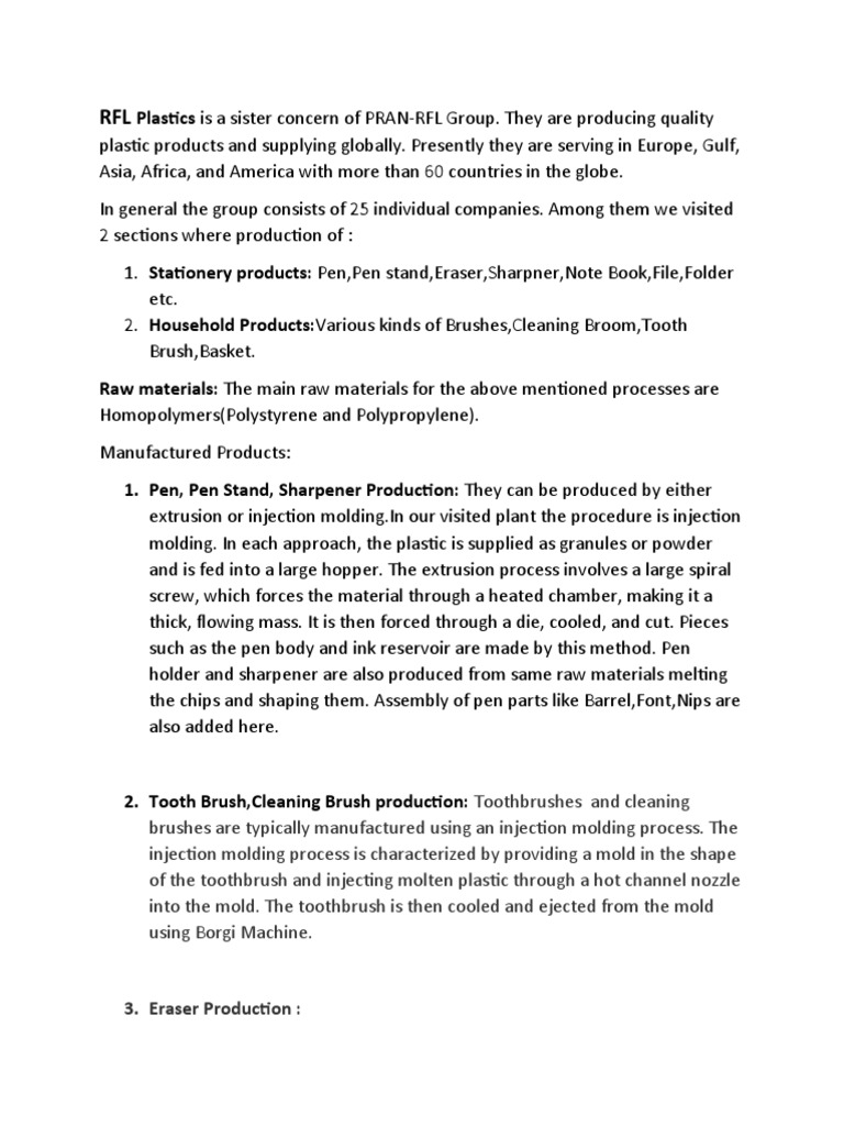 Eraser Production PDF Plastic Materials