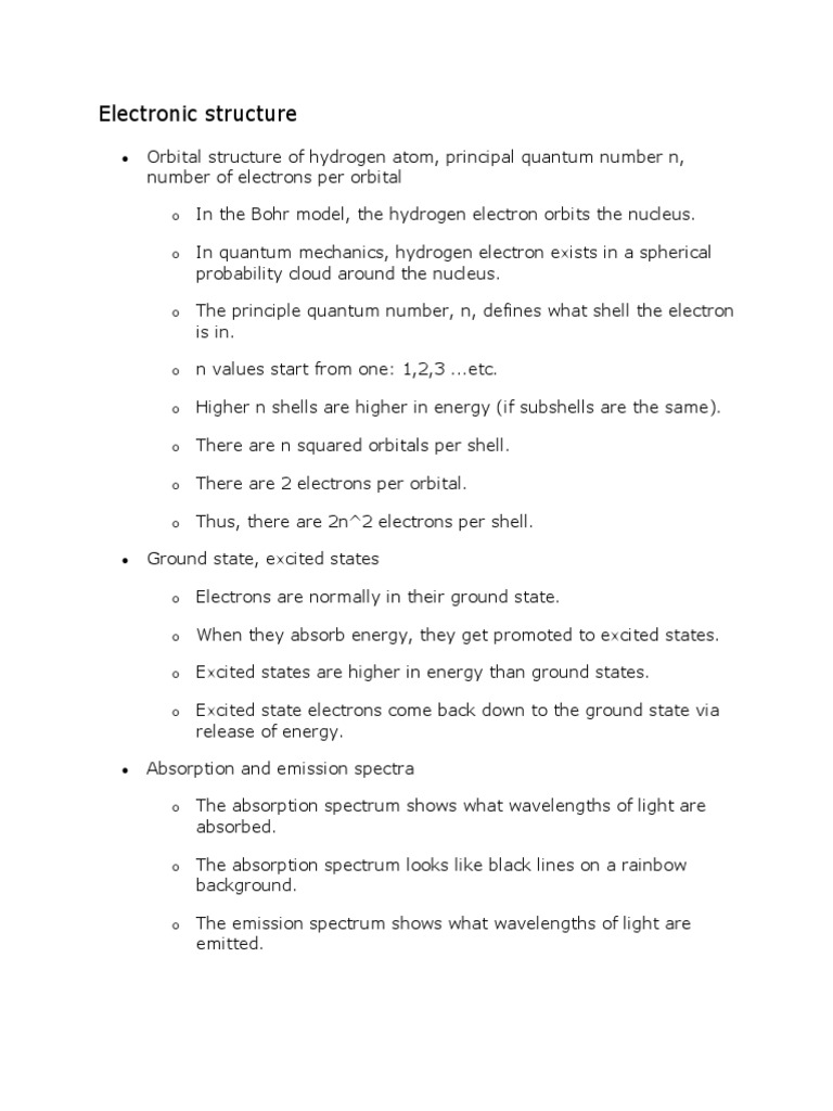 Understanding Electronic Structure and Orbitals | PDF | Teaching ...