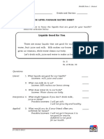 Grade 2 GRADED PASSAGE .LIQUIDS GOOD FOR YOU ENGLISH PRE TEST