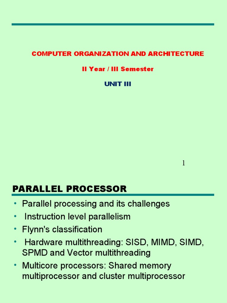 COA UNIT-III Parallel Processors | PDF | Multi Core Processor | Central ...