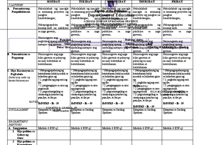 Grade 5 DLL Week 7 8 Esp 5 | PDF