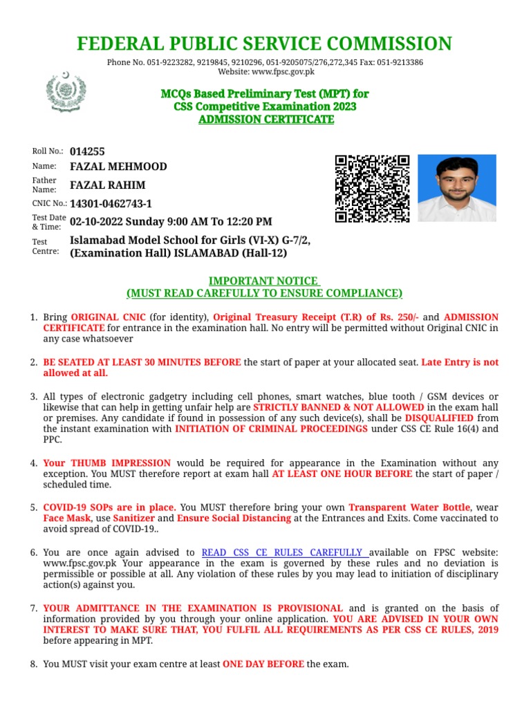 CSS 2023 MPT | PDF