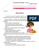 Ficha de Trabalho de Português 3 Ano 1 P