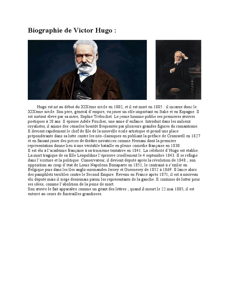 Biographie de Victor Hugo. PDF