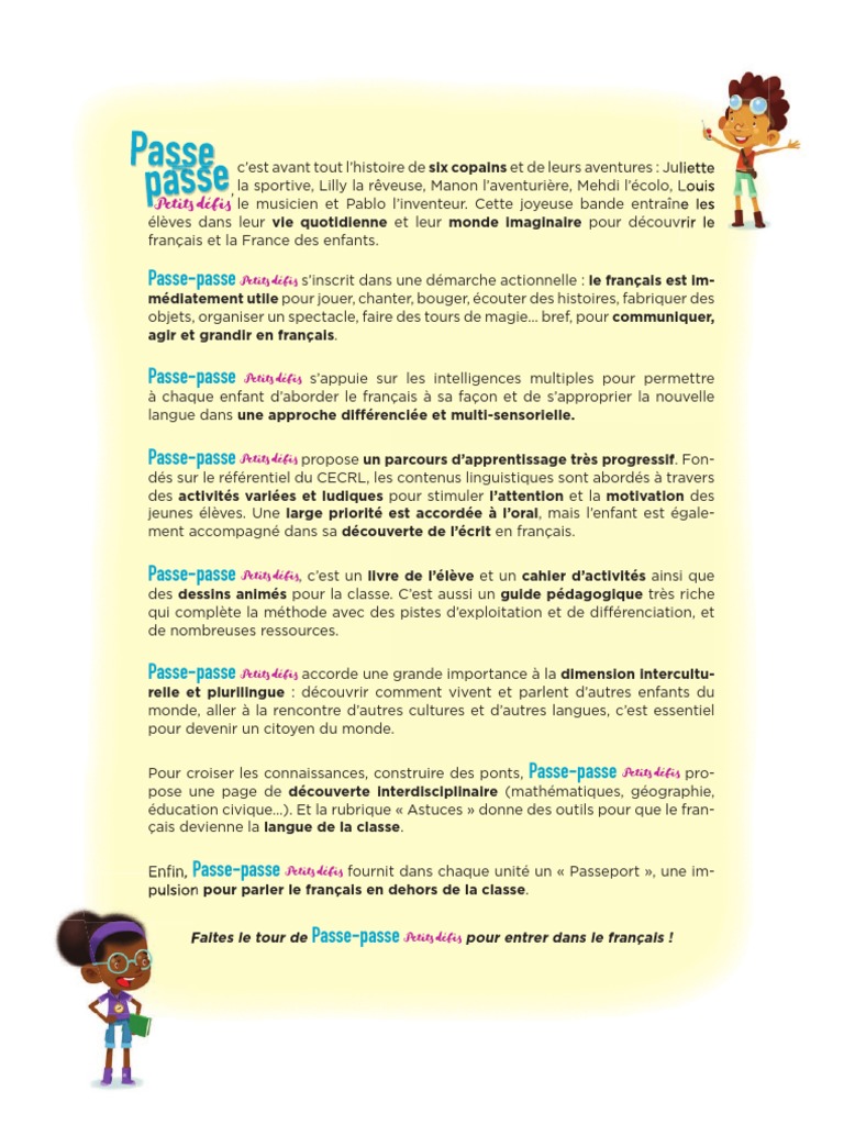 PassePasse Petits Défis 1 Livre de L'élève U1 DÉMO 2 PDF