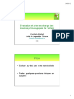 Evaluation Et Prise en Charge Des Troubles Phonologiques de L'enfant. Christelle Maillart Unité de Logopédie Clinique Christelle - Maillart@ulg - Ac.