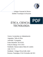 Cuestionario de Video Etica, Ciencia, Tecnologia