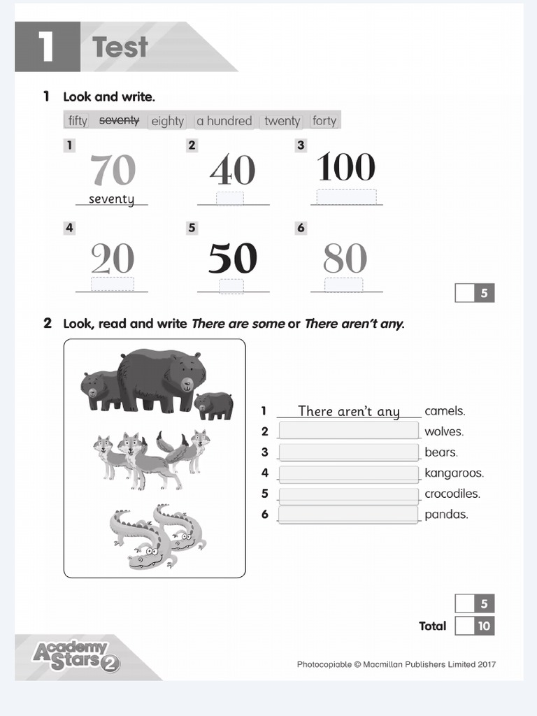 Print Academy Stars 2 Unit 1 Test - Edform | PDF