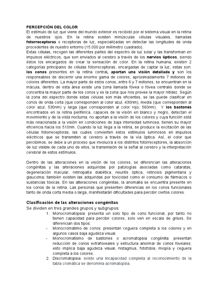Percepción Del Color PDF Percepción visual Color
