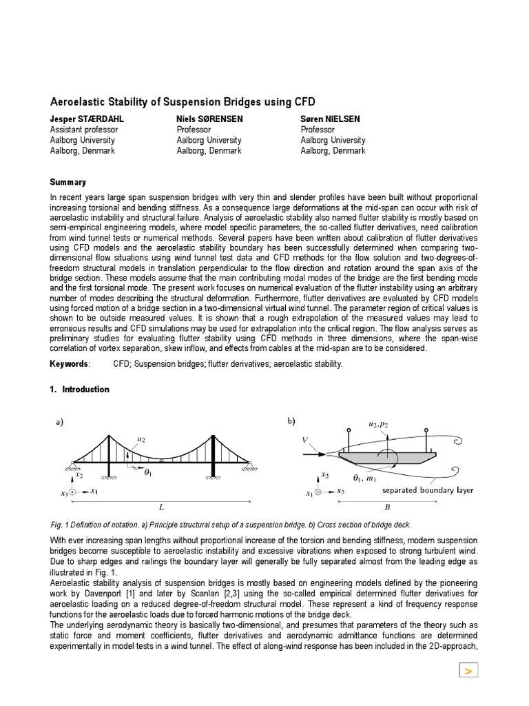 Aeroelastic Stability of Suspension Bridges Using CFD PDF Computational Fluid Dynamics