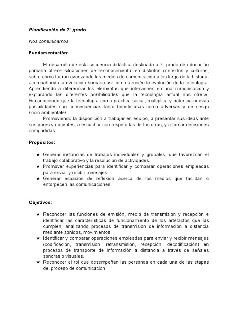 Secuencia Didáctica 7° Grado: Comunicación | PDF | Comunicación | Podcast