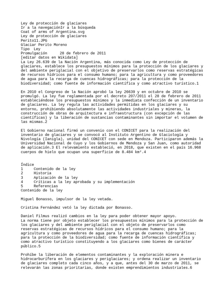 Ley de Protección de Glaciares en Argentina | PDF | Gobierno