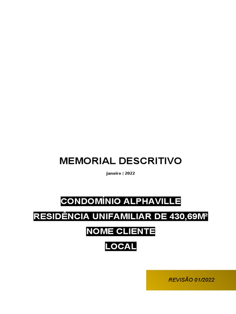 Memorial Descritivo de Obra - MODELO | PDF