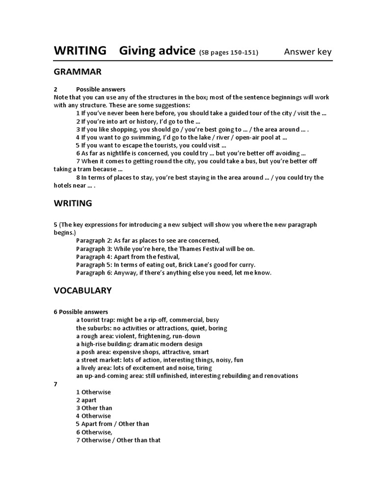 Advice for Visiting London | PDF | Grammar | Syntax