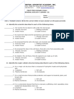 DIGOS CENTRAL ADVENTIST ACADEMY BIOLOGY EXAM