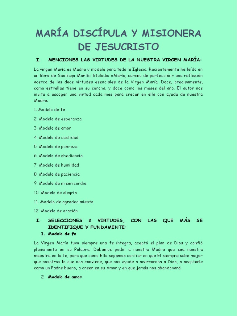 María Discípula y Misionera de Jesucristo | PDF | María, madre de Jesús ...