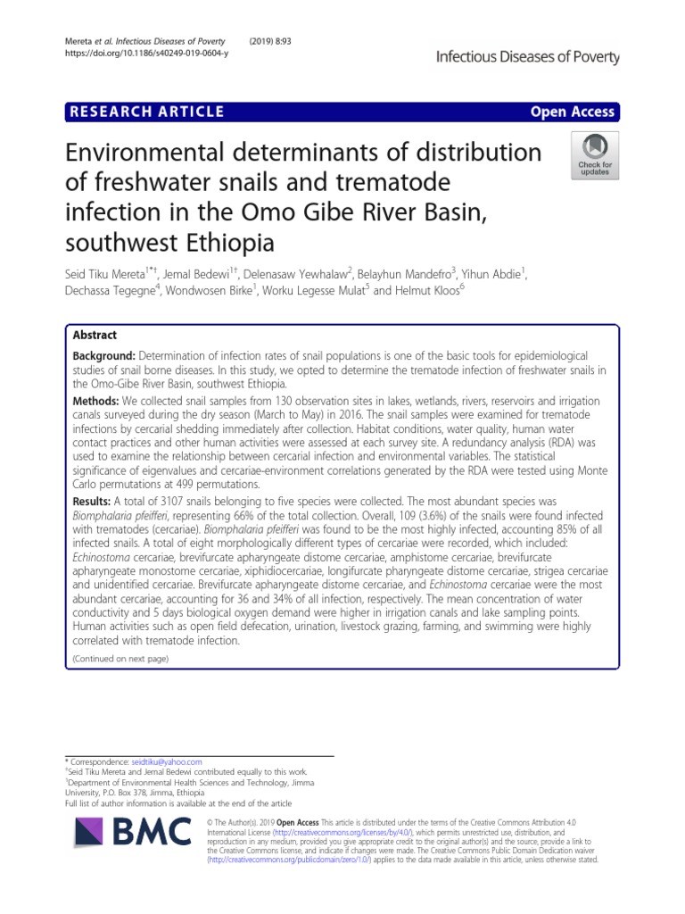 Environmental Determinants of Distribution of Freshwater Snails and