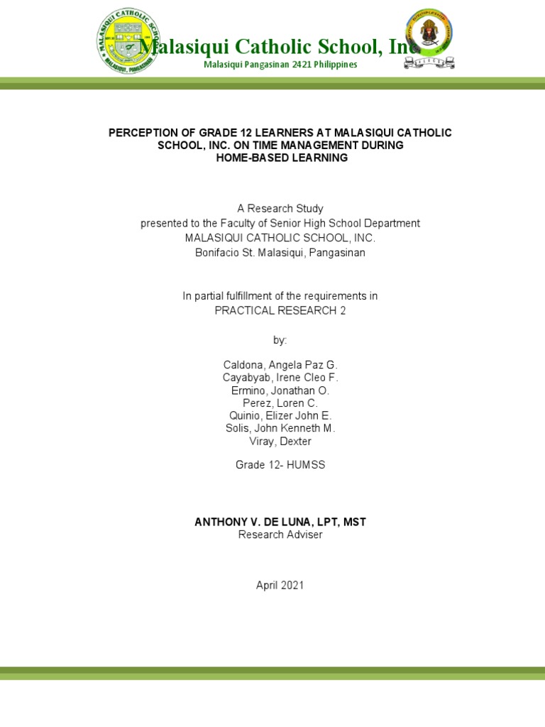 Group 4 Scholastica Final Output | PDF | Time Management | Professional ...