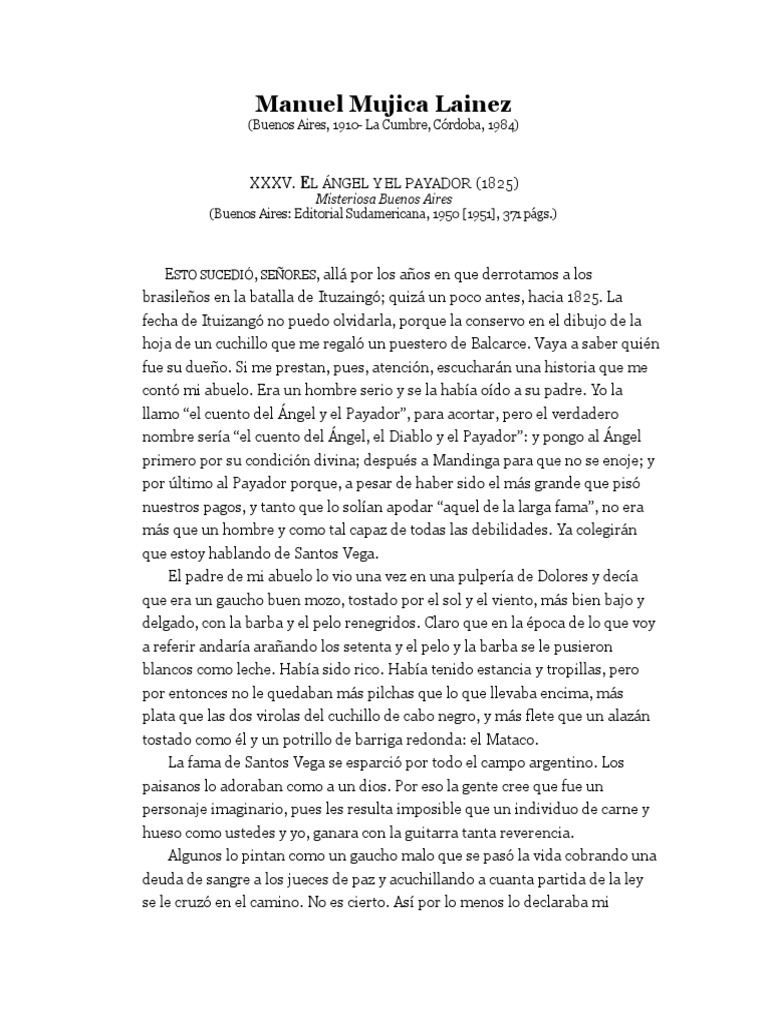 El ángel Y El Payador De Manuel Mujica Láinez Pdf