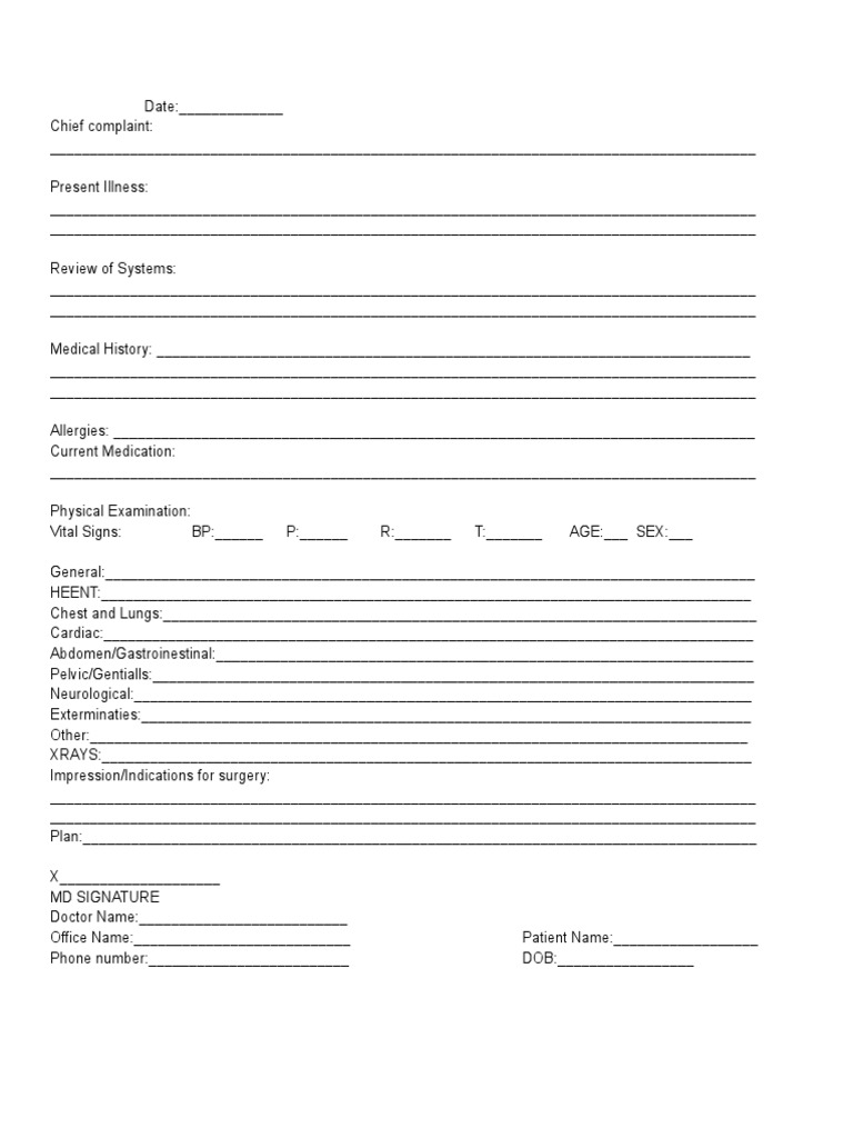 What Is An H And P Form Pdf