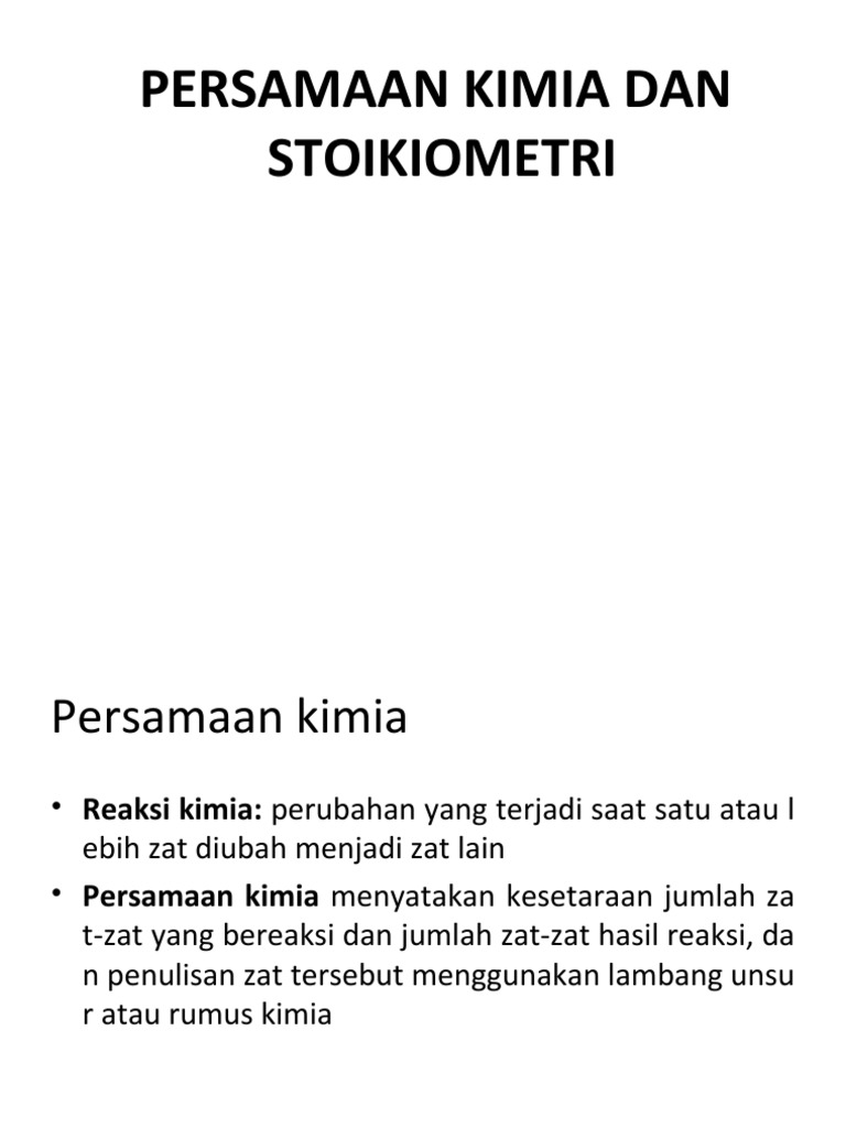 Persamaan Kimia dan Stoikiometri Dasar | PDF | Metode & Bahan Ajar ...