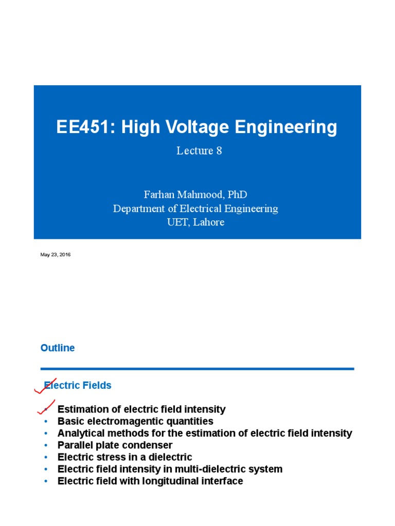 High Voltage Lecture - 8 | PDF | Electrical Breakdown | Dielectric