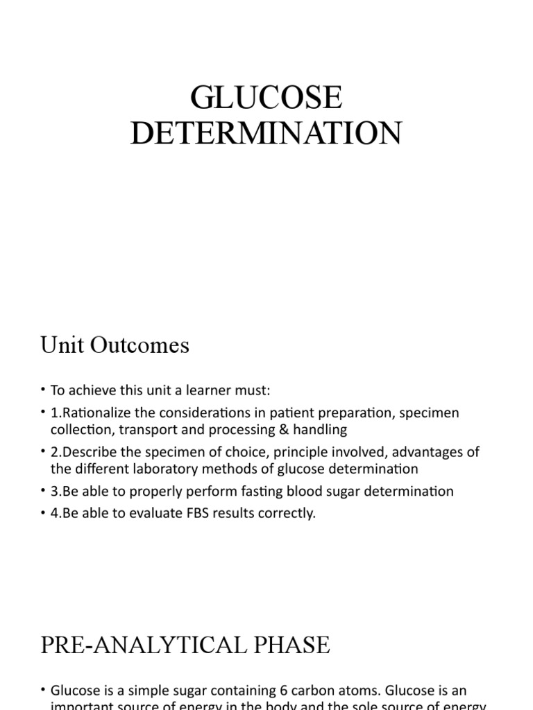 Glucose Determination Methods Overview | PDF | Glucose | Causes Of Death