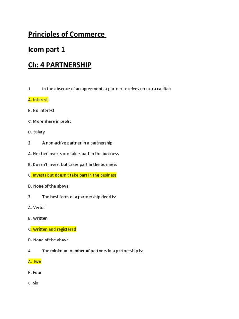MCQS CH 4 Comm | PDF | Business | Law