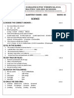 Class 5 Quarterly Exams Science Marks 60