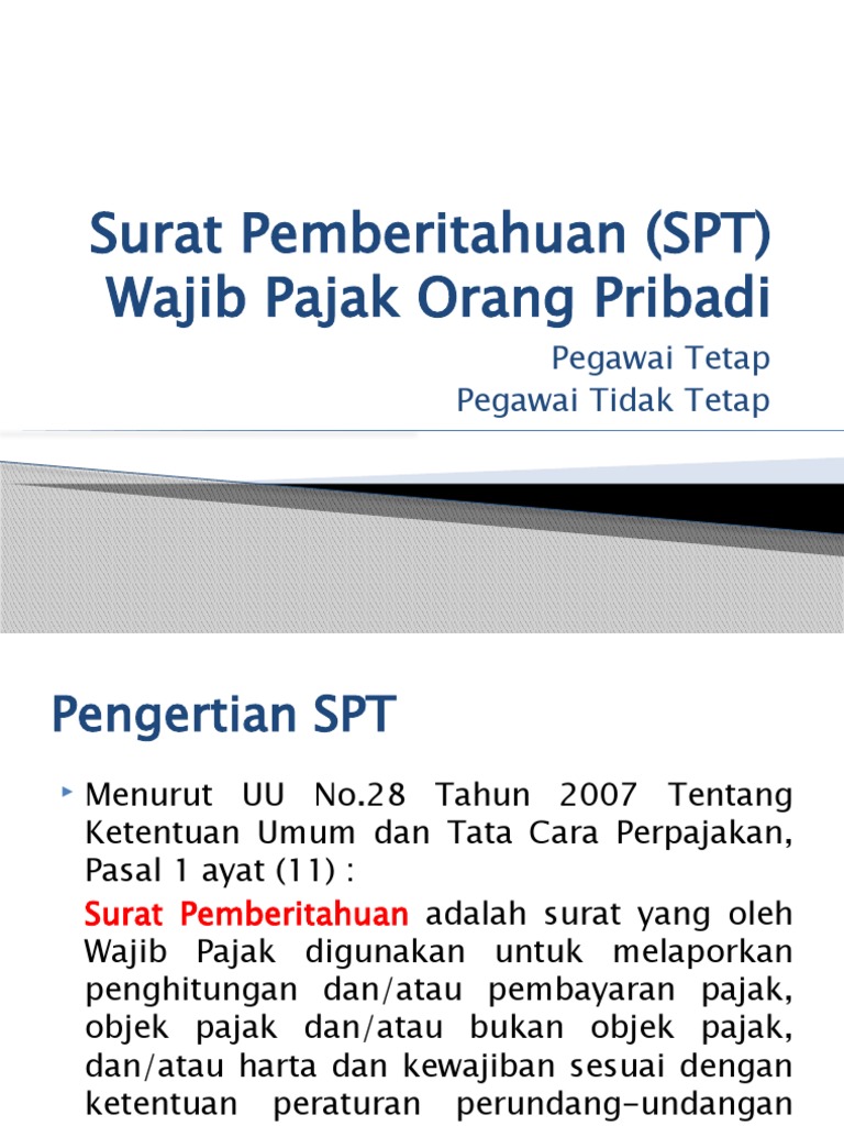 Surat Pemberitahuan (SPT) | PDF