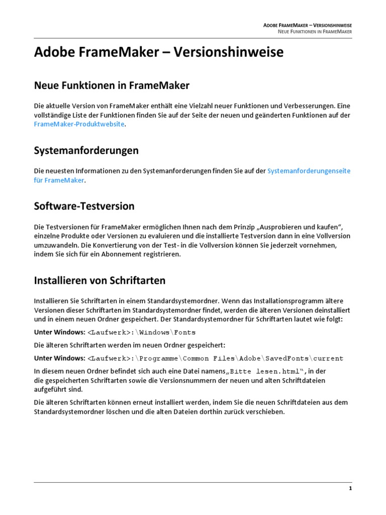 FrameMaker 2020 - Bitte Lesen | PDF