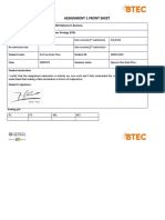 BTEC Level 5 HND Diploma in Business Assignment 1 Front Sheet