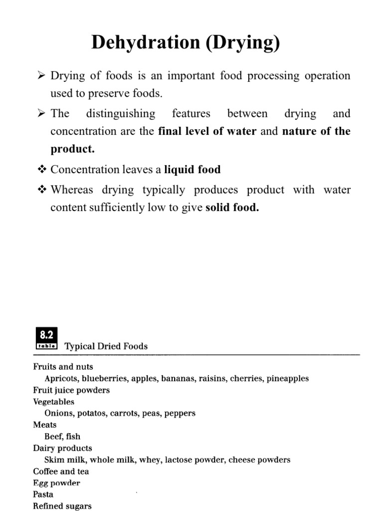 Dehydration Class Lecture PDF Freeze Drying Food Preservation