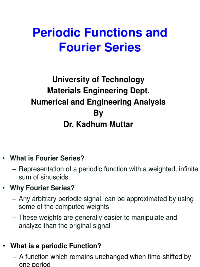 Periodic Functions and Fourier Series | PDF | Fourier Series | Fourier ...