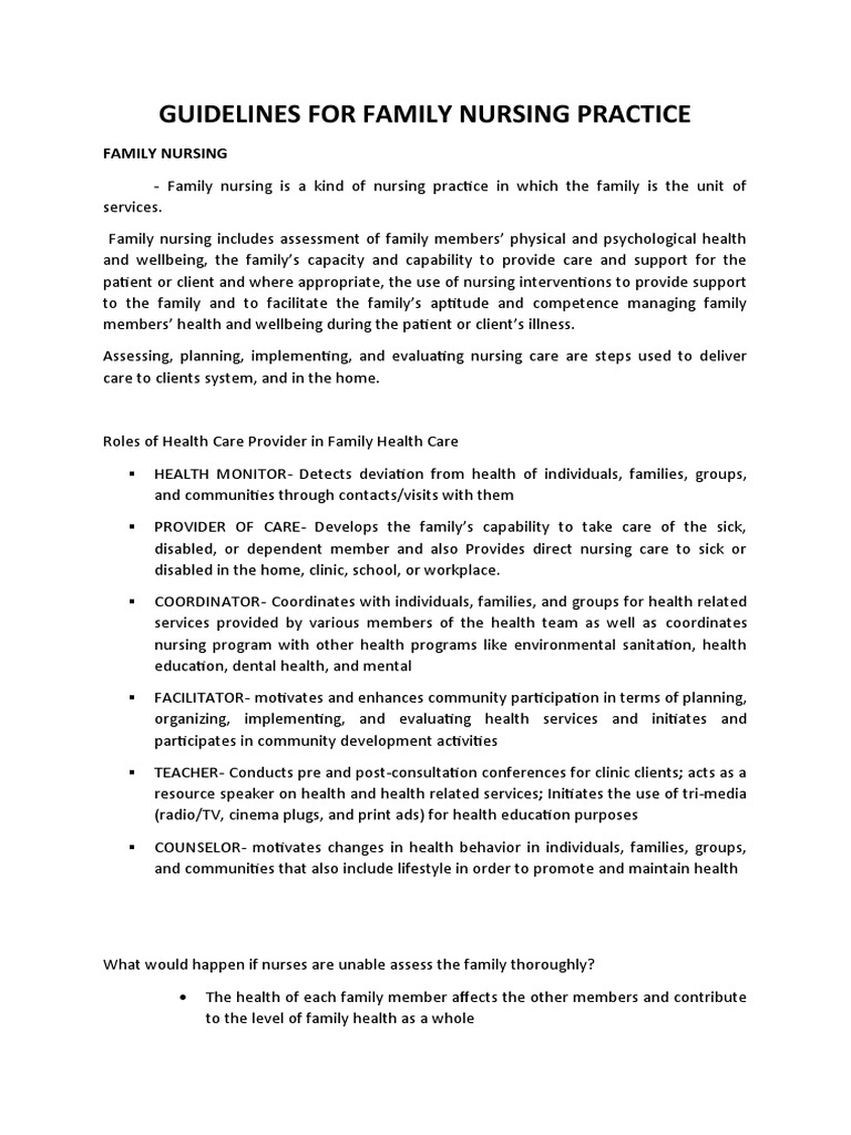 Family Nursing Practice Guidelines | PDF | Nursing | Health Care