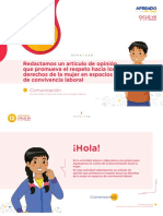 12 Redactamos Un Artículo de Opinión Que Promueva El Respeto Hacia Los Derechos de La Mujer en Espacios de Convivencia Laboral