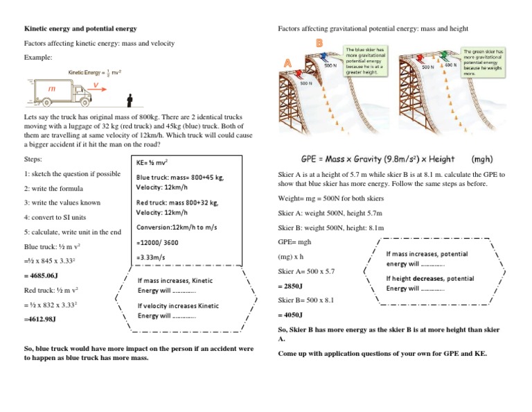 Kinetic and Potential Energy Factors | PDF | Mass | Kinetic Energy