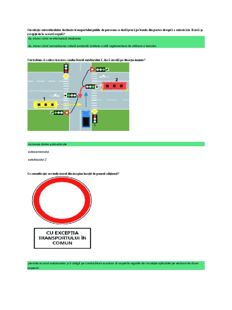 în Ce Ordine Vor Trece Prin Intersecție Cele Trei Autovehicule Chestionare Cat D | PDF