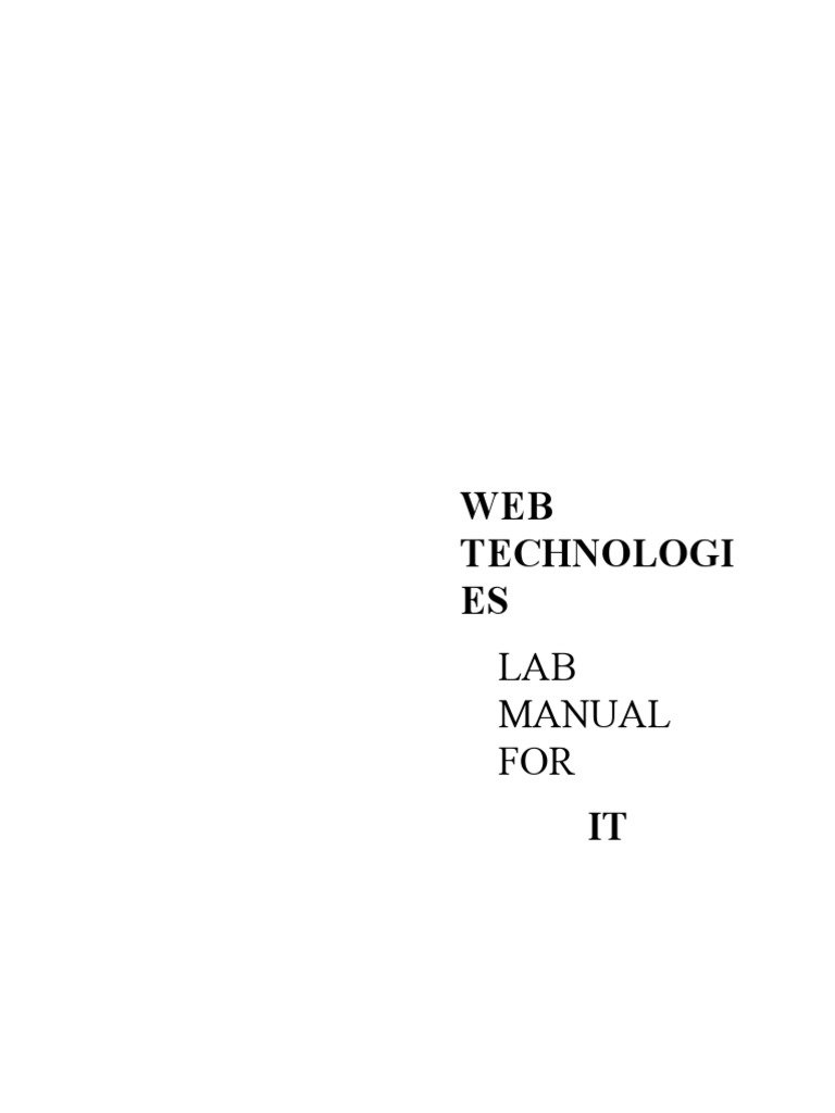 Web Technologies Lab Manual | PDF | Networking | Internet & Web