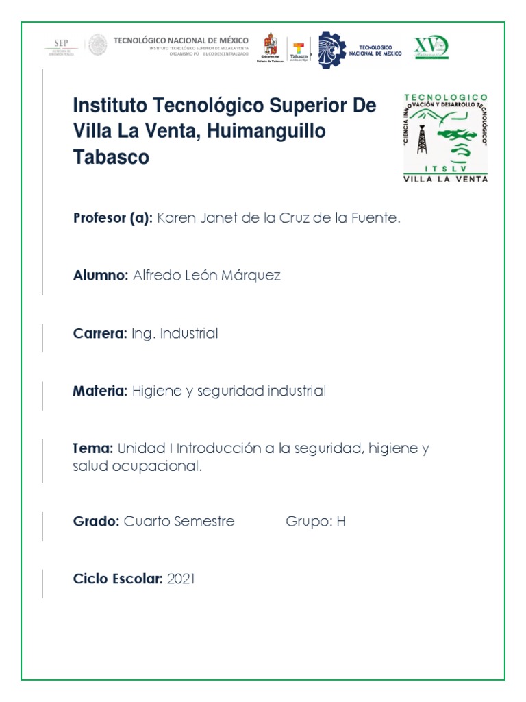 Actividad Unidad I Introducción A La Seguridad Higiene Y Salud