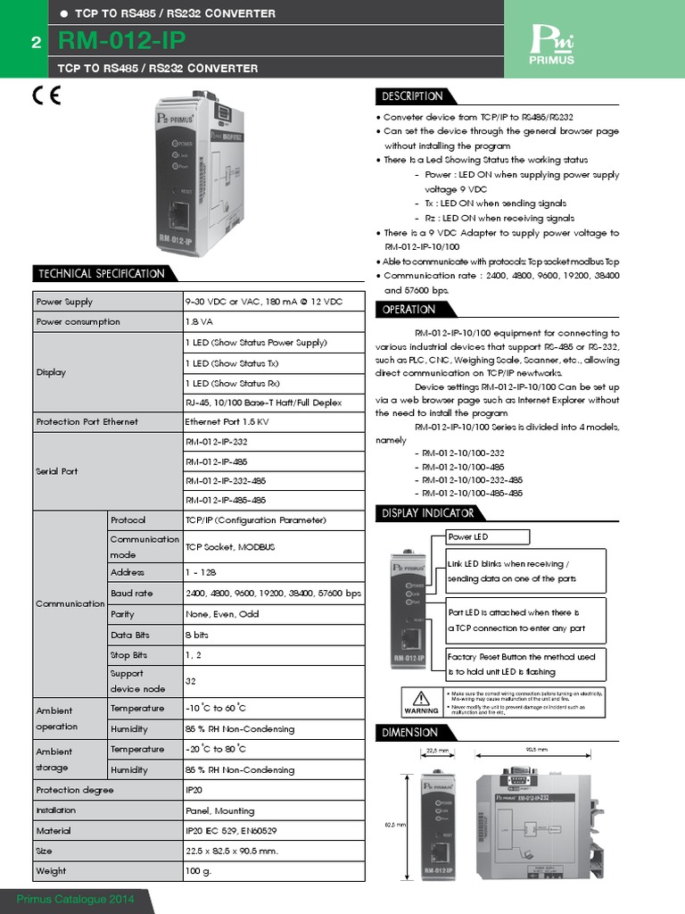 TCP/IP to RS485/RS232 Converter Guide | PDF | Transmission Control ...