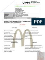 A 5. P I E 3. E 1: Análisis FODA de Los Procesos y Modelos para La Toma de Decisiones de La Organización