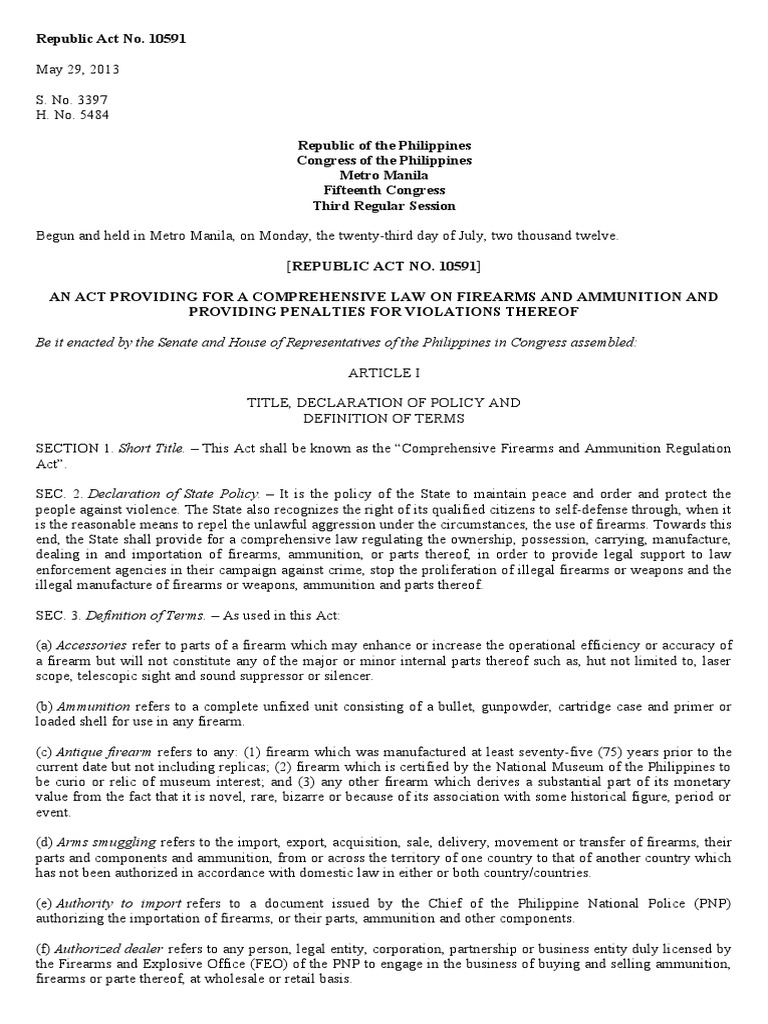 What Is Republic Act 10591