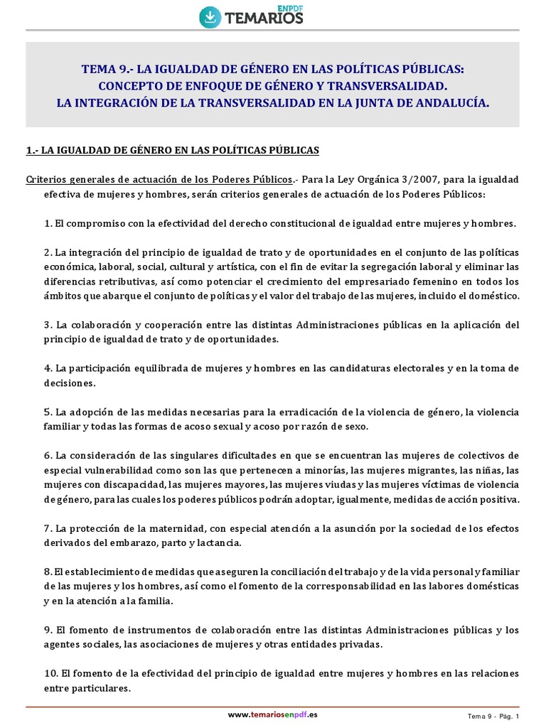 Igualdad de Género y Transversalidad en Políticas Públicas | PDF ...