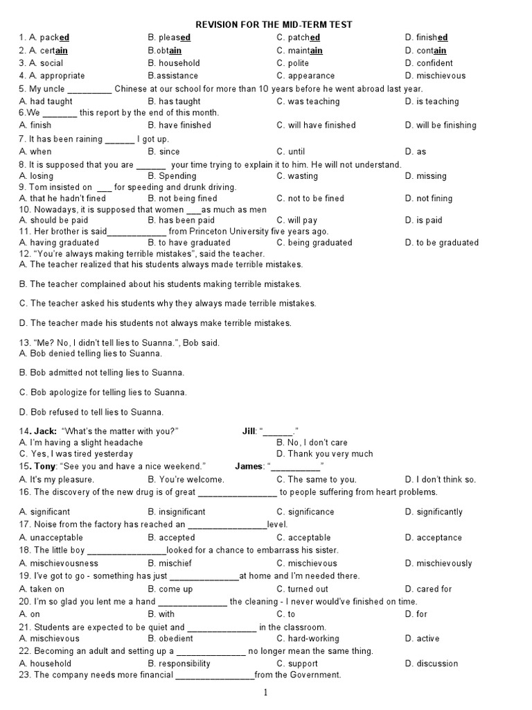 Revision For The Mid Term Test Grade 2 Download Free Pdf Vaccines